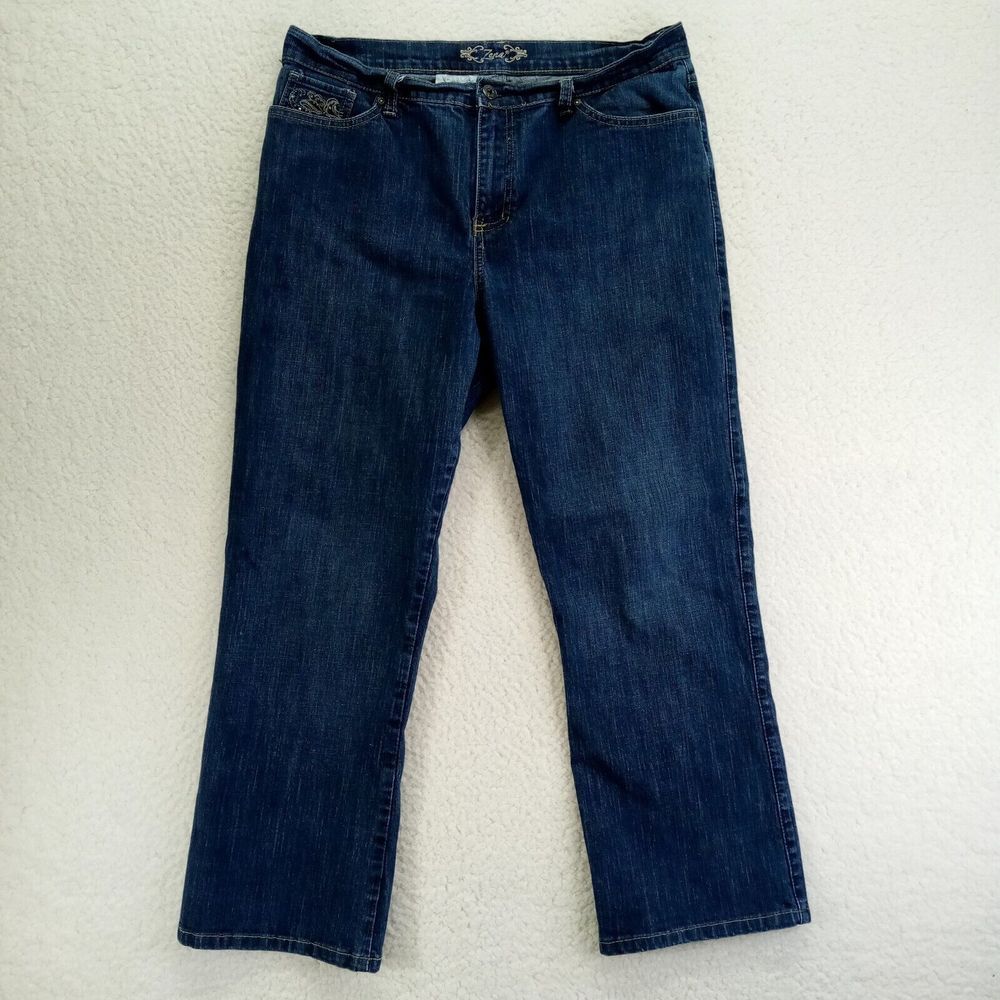 Zena Jean Womens 14 (34) Straight Stretch Denim Cotton Blend Dark‎